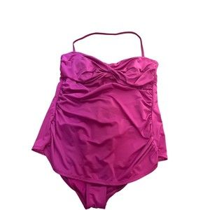 Women’s Merona One Piece Swimsuit Purple Halter Size XL